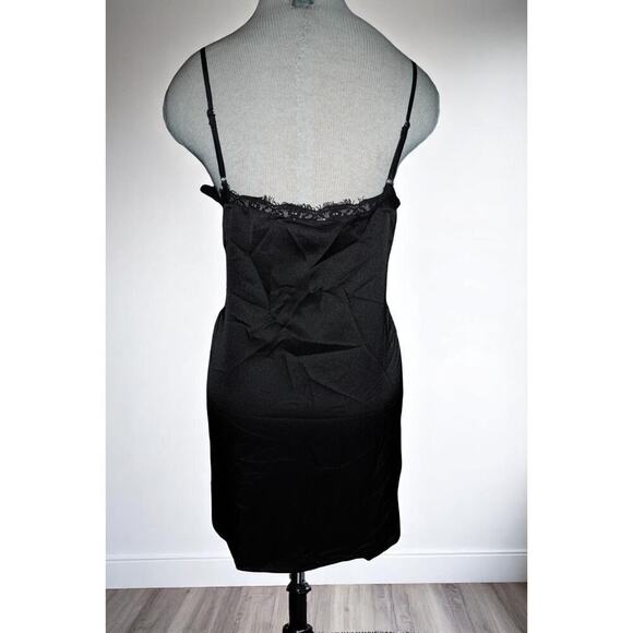 Black Satin Lace Slip Dress – Y2K Lingerie-Inspired Mini size M - Picture 6 of 6